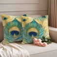 thumbnail image 2 of Retro Peacock Feathers Outdoor Waterproof Pillow Covers, Vintage Abstract Art Watercolor Decorative Square Throw Pillowcase Sofa Cushion Sham for Patio/Couch/Chair, 26"x26" 2 Pack, 2 of 8