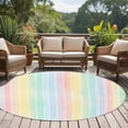 thumbnail image 5 of Rainbow Stripes Round Living Room Rugs 5 ft, Pink Blue Green Yellow Watercolor Stripes Washable Area Rug with Non-Slip Sturdy Edge Binding Round Carpet for Entryway Kitchen Bedroom Bathroom, 5 of 9