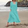 thumbnail image 4 of Robes de Printemps pour Femmes Robe d'Été 2023 Décontractée Mode Coton Uni et Manches Courtes Mi-Longue, 4 of 7