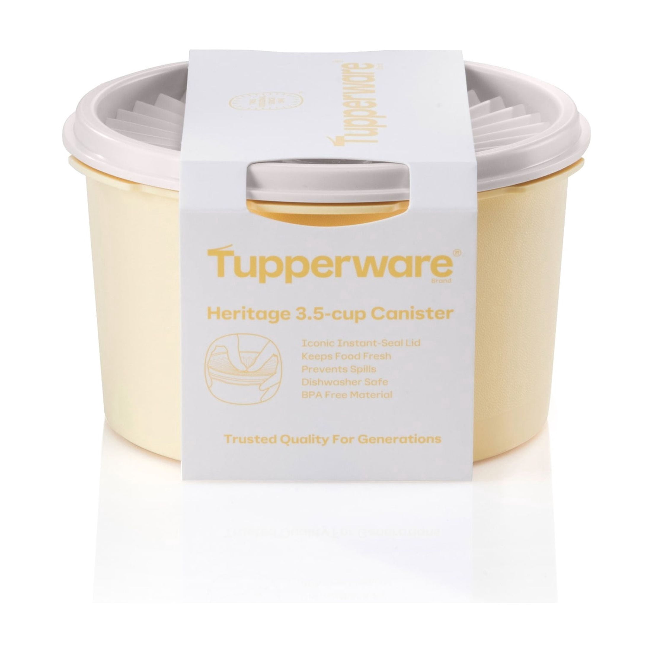 (3 pack) Tupperware Heritage 3.5-Cup Food Storage Canister with Lid, Yellow