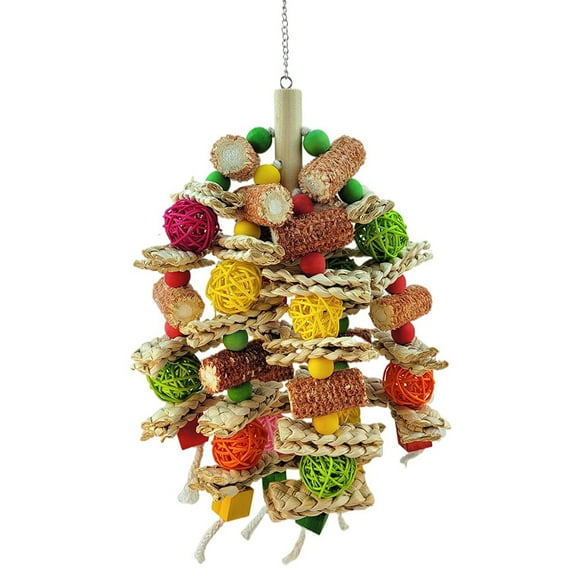 Duixinghas Parrot Toy Colorful Accessories Natural Wooden Puzzle Toy Bird Cage Chewing Toy for Cockatiels Macaw