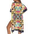 thumbnail image 4 of HELLHERO Geometric Pattern Design Womens Kimono Swimsuit Cover Ups High Quality Fabrics Long Loose Free Size Bathing Suit Cover Up for Female Adult, 4 of 5