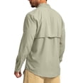 thumbnail image 3 of Havenx Safari Shirts for Men Long Sleeve Button Down Collared Shirts with Zipper Pockets Solid Color Dress Lightweight Summer Travel Cooling Camping Clothing,Light Green XL, 3 of 3