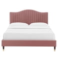 thumbnail image 4 of Modway Juniper Channel Tufted Velvet King Platform Bed in Dusty Rose, 4 of 11