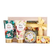 Body & Earth Body Care Lotion Gift Sets for Women Birthday Gifts, Peony Hand Cream, Foot Cream, Soap, Scented Candle