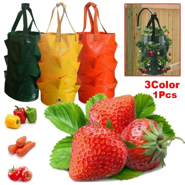 Strawberry Planting Growing Bag 3Gallon Multimouth Vertical Flower Pouch Grow Planter Container