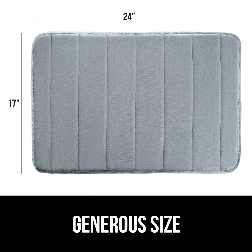 GORILLA GRIP Bathroom Rug, Soft Absorbent Memory Foam Shower Floor Mat, 24x17 Graphite Gray