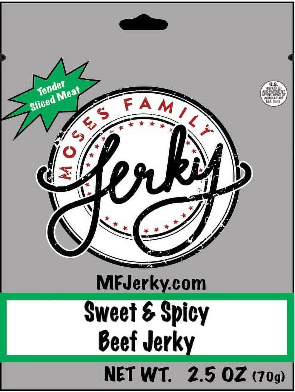 Moses Family Beef Jerky, Sample Pack, 2.5 Ounce (Pack of 7), Bulk Pack, Original, Teriyaki, Spicy, Sweet and Spicy, Old Bay, Steakhouse, BBQ