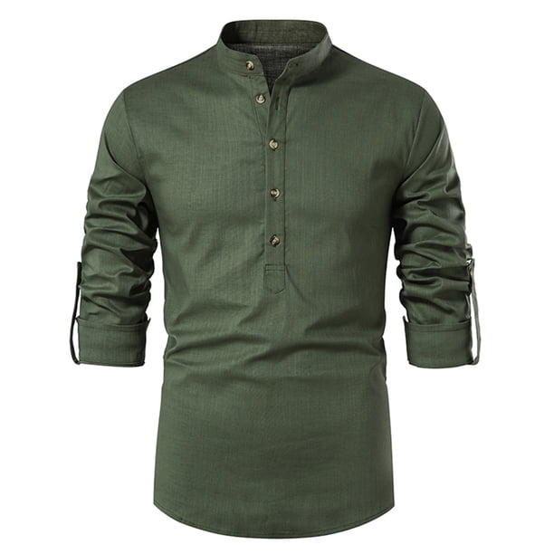Camisa Suelta de Manga Larga de Lino Para Hombres de Primavera Y Verano Odeerbi ODB-6