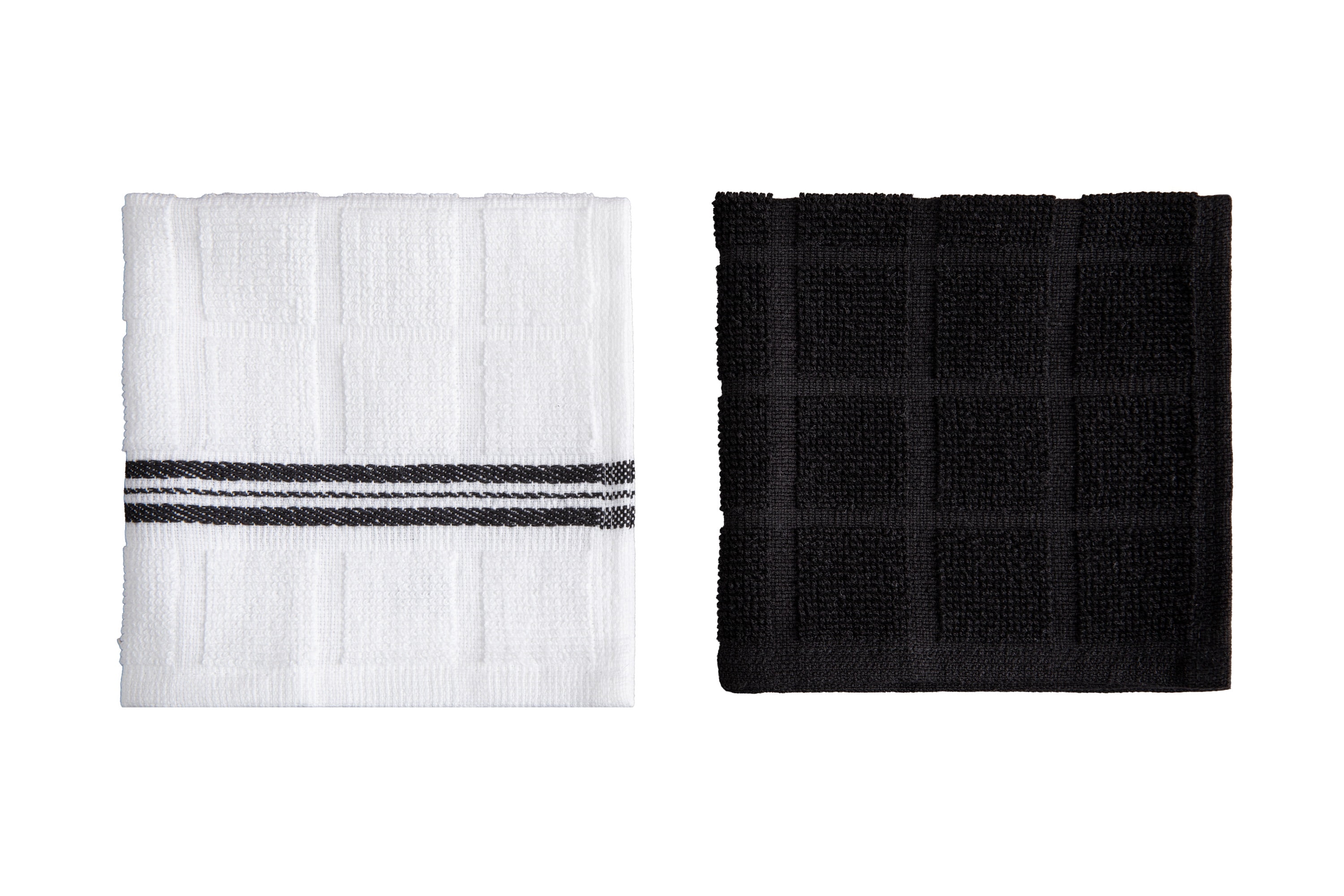 Mainstays Cotton Dishcloths, Black & White Stripe, 12 x 12 Inches, 4 Pack
