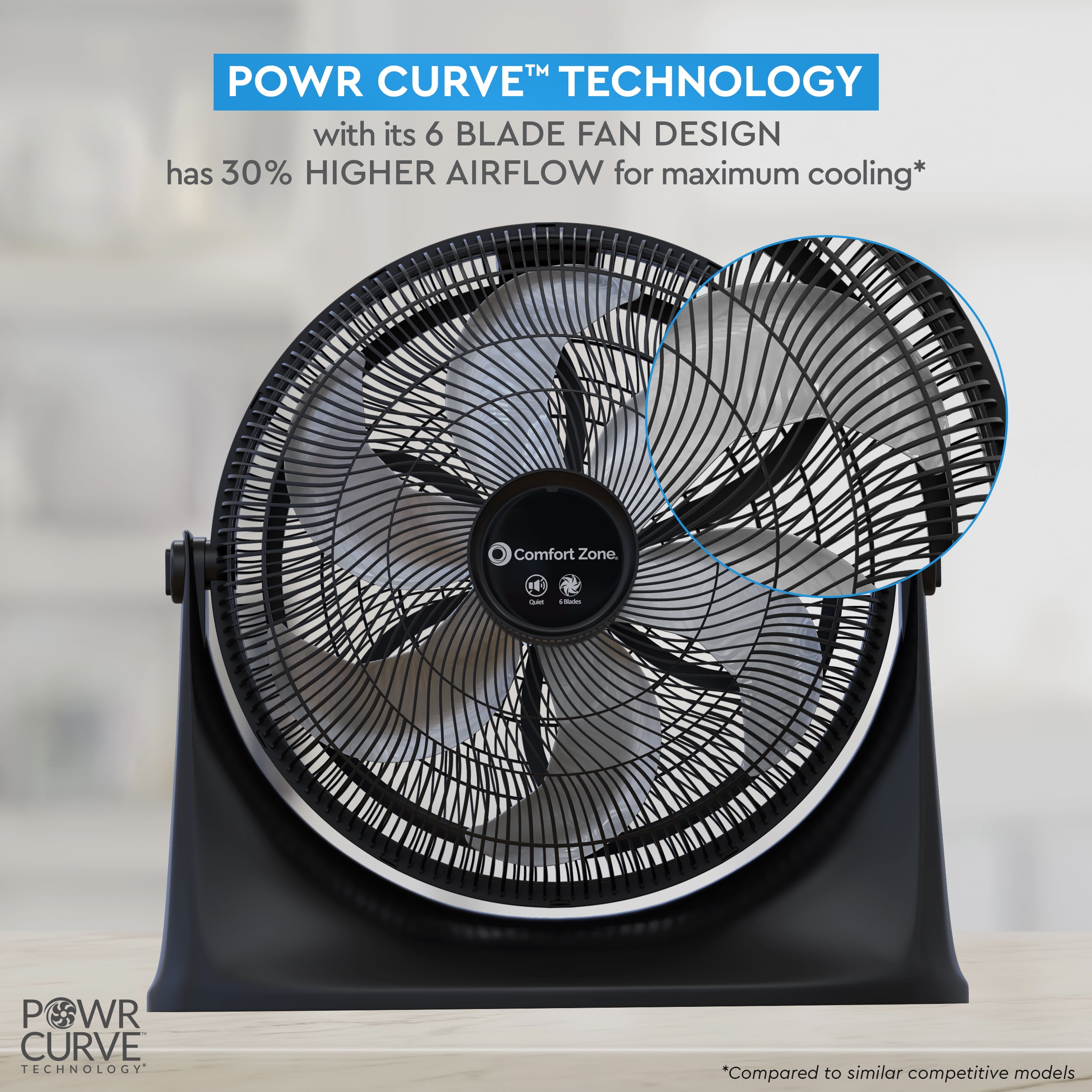 Comfort Zone 20" High Velocity Floor Fan with Wall-Mounting Capabilities, Black