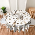 thumbnail image 6 of Easter Day Tablecloth 60 Inch Round, Brown Bunny Table Cloth, Eggs Love Heart Tablecloths Polyester Fabric Farmhouse Decorative for Spring Home Kitchen Dining Party, 6 of 6