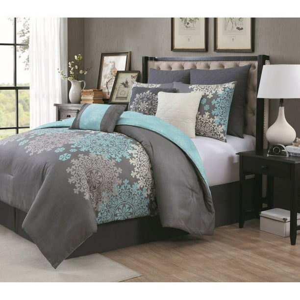 Avondale Manor Amber 9pc Comforter Set King Aqua