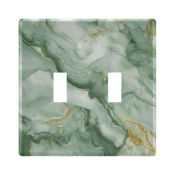 2 Gang Light Switch Cover Plate Soft Green Marble Wall Plate Decorate Electrical Outlet Cover Plates 4.56”x4.48”
