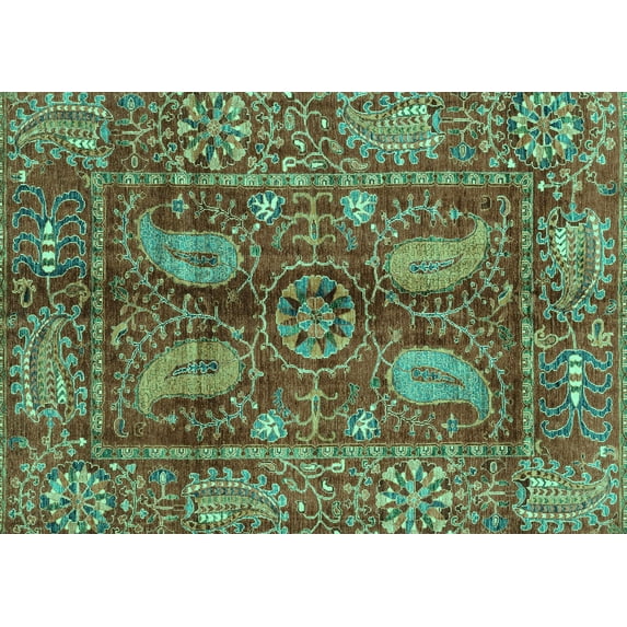 Ahgly Company Indoor Rectangle Abstract Turquoise Blue Modern Area Rugs, 5' x 8'