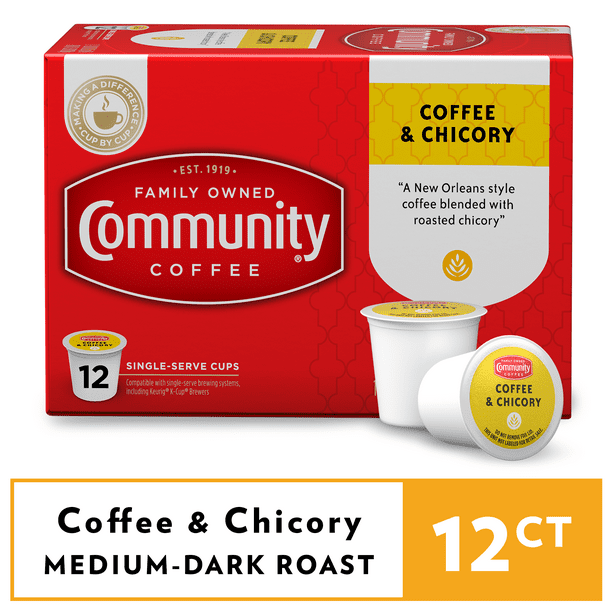 Community Coffee Coffee and Chicory Pods for Keurig Kcups 12 Count