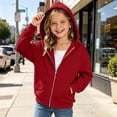 thumbnail image 2 of YWIYIUD Baby Girls Zip Hoodies Sweatshirt Kids Fleece Fall Fashion Long Sleeve Workout Hooded Sweatshirts Baby Girls Winter Fall Pullover Zip Up Oversized Drop Shoulder Tops Clothes 12-13 Years, 2 of 3