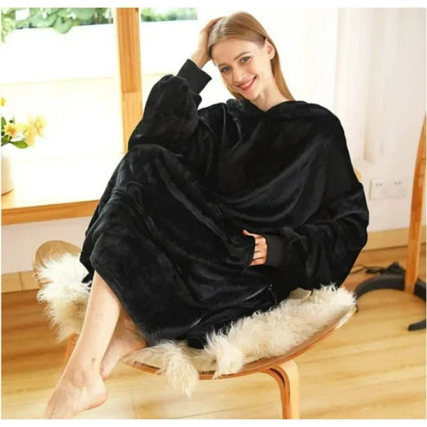 Bata perezosa de invierno cálida de franela de doble cara, pijamas para el hogar, manta de TV para hombres y mujeres, estilo europeo y americano de moda