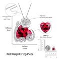 thumbnail image 4 of Juwaliy 13MM Rose Heart Women Necklace July Birthstone Silver Plated Flower Love Jewelry Pendant Red Ruby Mother Birthday Christmas Valentine's Day Gift, 4 of 12