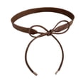 thumbnail image 2 of Cinturón de cuero para mujer cómodo envoltura de corbata de lazo de moda para jeans de blusa de clubes nocturnos Caqui oscuro, 2 of 8