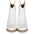 thumbnail image 4 of Seamy- Women's Cowboy / Cowgirl Western Stitch Pull On Stacked Block Heel Pointed Toe Ankle Boots (White PU, 7), 4 of 6