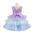 thumbnail image 6 of SERTG Little Girls' Party Dress Sheer Paneled Skirt with Back Zipper Short Sleeve Round Neck Princesse Outfit for 6 Months-4 Years(Purple,2 Years), 6 of 6