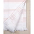 thumbnail image 3 of Sticky Toffee Bath Towel Turkish Towel 100% Cotton, White Towel, Soft Absorbent Terry Backing, 65 in x 35 in, Blush Pink, 3 of 8