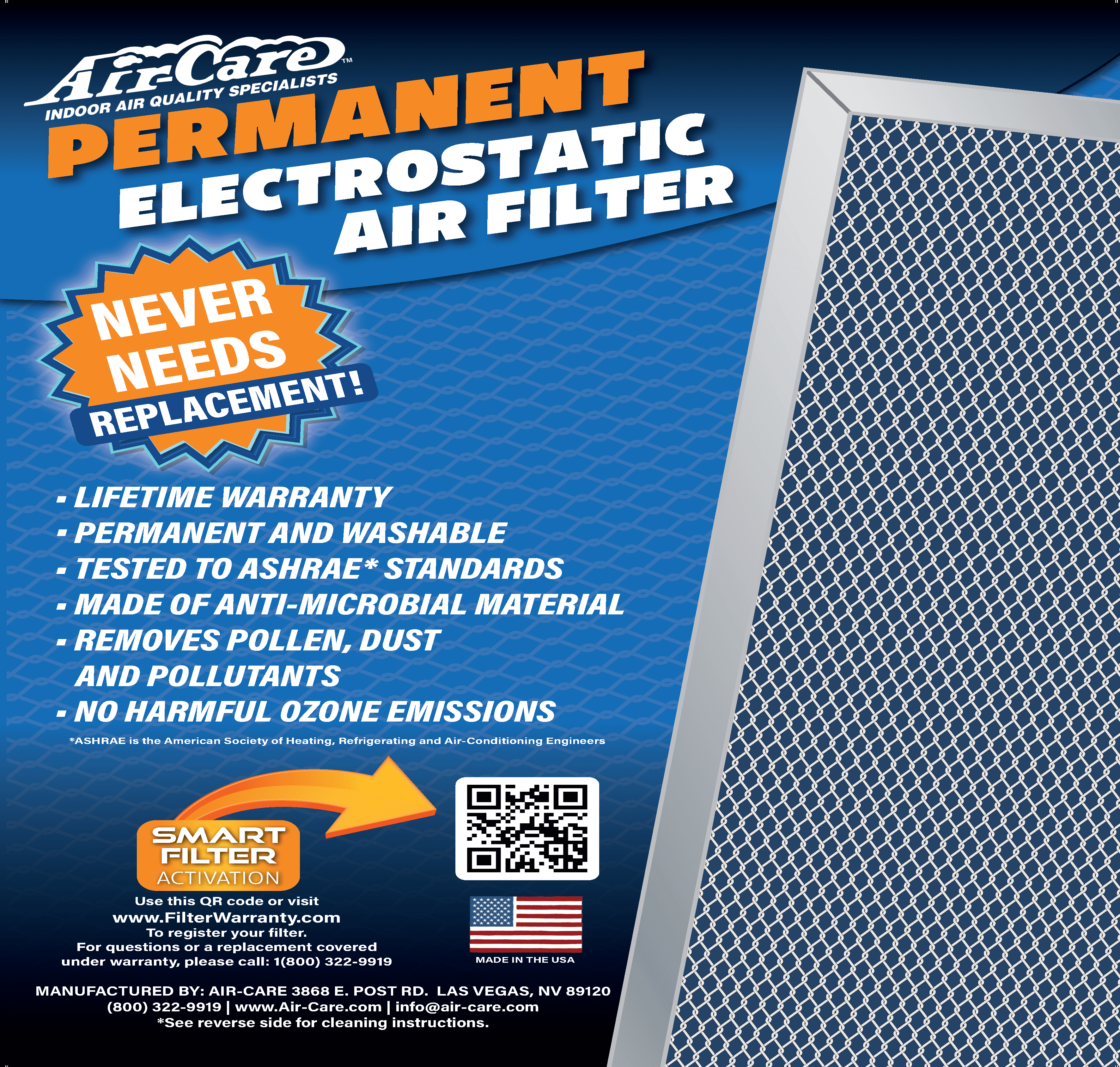 10x30x1 Lifetime Warranty Electrostatic AC Furnace Air Filter Permanent Washable 