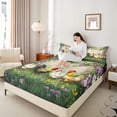 thumbnail image 4 of Castle Fairy Farm Chicken Rooster Twin Sheet Sets 3pcs for Boys Girls,Rustic Farmhouse Animal Twin Fitted Sheet Microfiber,Chic Floral Flowers Breathable Flat Sheet,Microfiber Bedroom Decor, 4 of 7