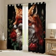 thumbnail image 2 of Fox 30%-50% Blackout Curtains for Bedroom,Vintage Red Rose Curtains Drapes Romantic Flowers Curtains 2 Panels 42"Wx63"L,Woodland Animals Window Curtains, 2 of 5