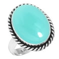 thumbnail image 1 of 925 Sterling Silver Ring For Women - Teens Aqua Chalcedony Gemstone Silver Ring Size 12.5 March Birthstone Simple Silver Ring Size 12.5 Cocktail Party Gift For Sister 925 Silver Gemstone Jewelry, 1 of 5