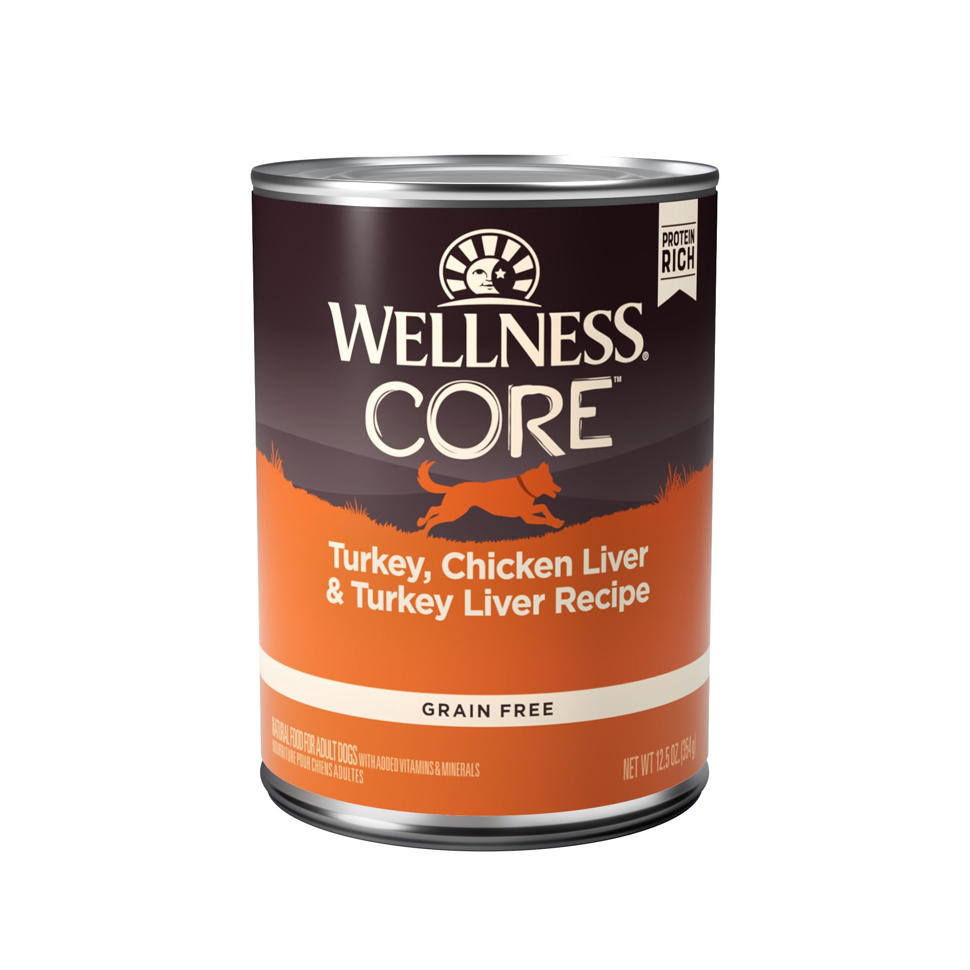 Wellness CORE Natural Grain Free Turkey, Chicken Liver & Turkey Liver Recipe Wet Dog Food, 12.5 oz., Case of 12