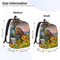 thumbnail image 2 of Disketp Horse Sunflowers print Canvas Backpack Lightweight Travel Daypack Student Rucksack Laptop Backpack-, 2 of 5