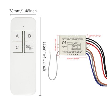 1/2/3 Way On/Off 220V Remote Switch Light Wireless Wall Remote Switch ...