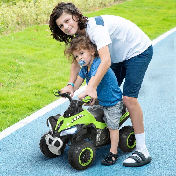 Aosom NO Power Ride on Push Car for Kids 4 Wheels Foot-to-Floor Sliding Walking ATV Toy with Music and Light for 18-36 Months, Green
