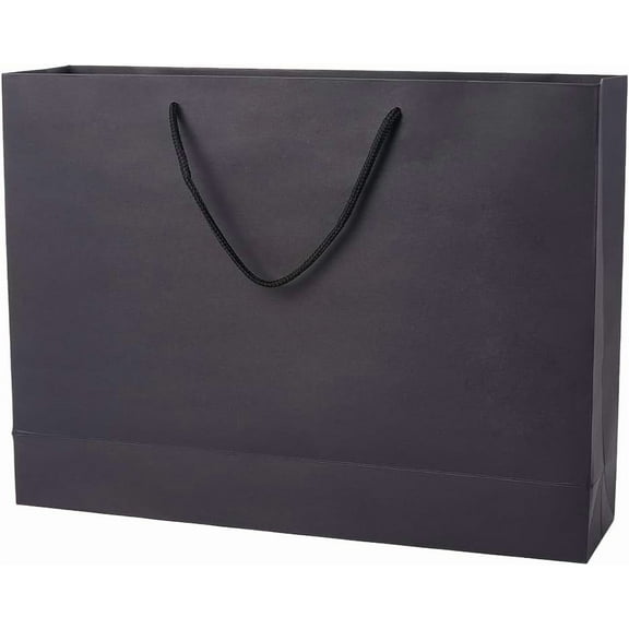 3Pcs Black Paper Gift Bags Paper Goodie Bags Large Rectangle Thick Father's Day Holiday Party Shopping Packaging Toes Bulk with Handle