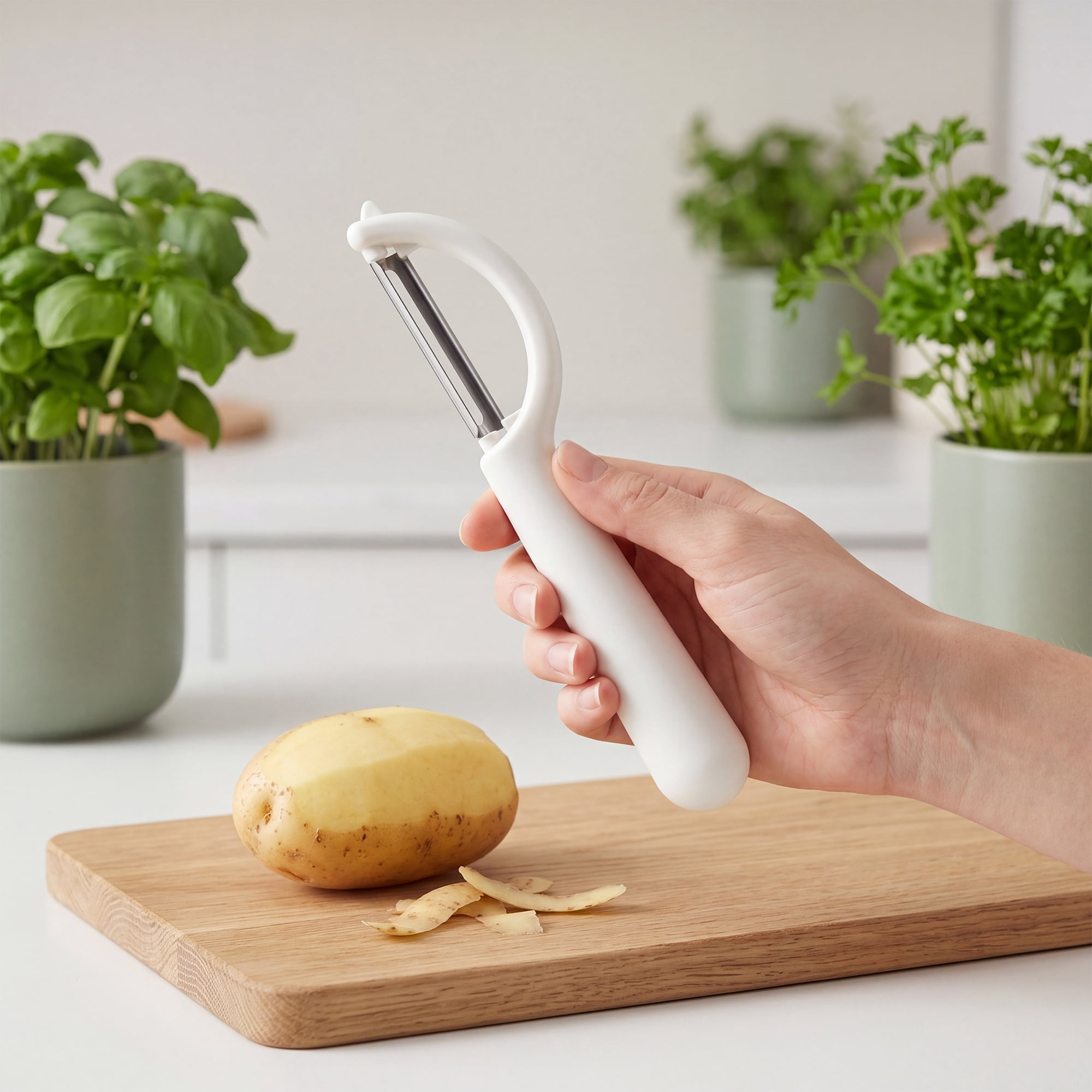 Unique Bargains Plastic Apple and Potato Peeler with Ergonomic Handle White 6.5x1.4 inch
