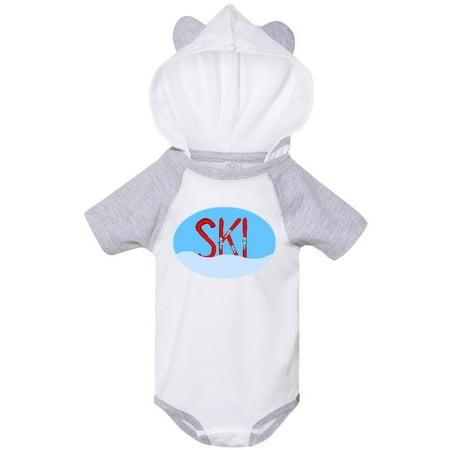 

Inktastic Ski Red Skis And Snow In An Oval Gift Baby Boy or Baby Girl Bodysuit