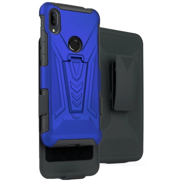 Case with Clip for Jitterbug Smart3 Phone, Nakedcellphone [Blue] Rugged Hybrid Cover [with