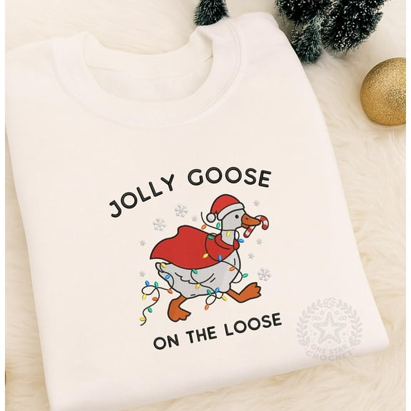 Embroidered Jolly Goose Shirt Comfort Colors®, Christmas TShirt, Silly Goose Lover Tee, Christmas Gift, Girly Xmas Gift