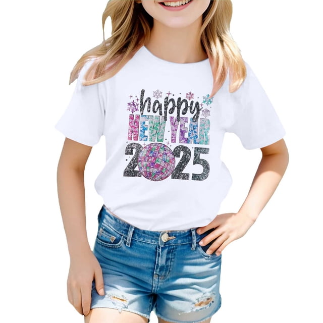 TZEWGL Tees For Child Print Round Neck Loose Short Sleeve Clothing For Newborns size 4-5T