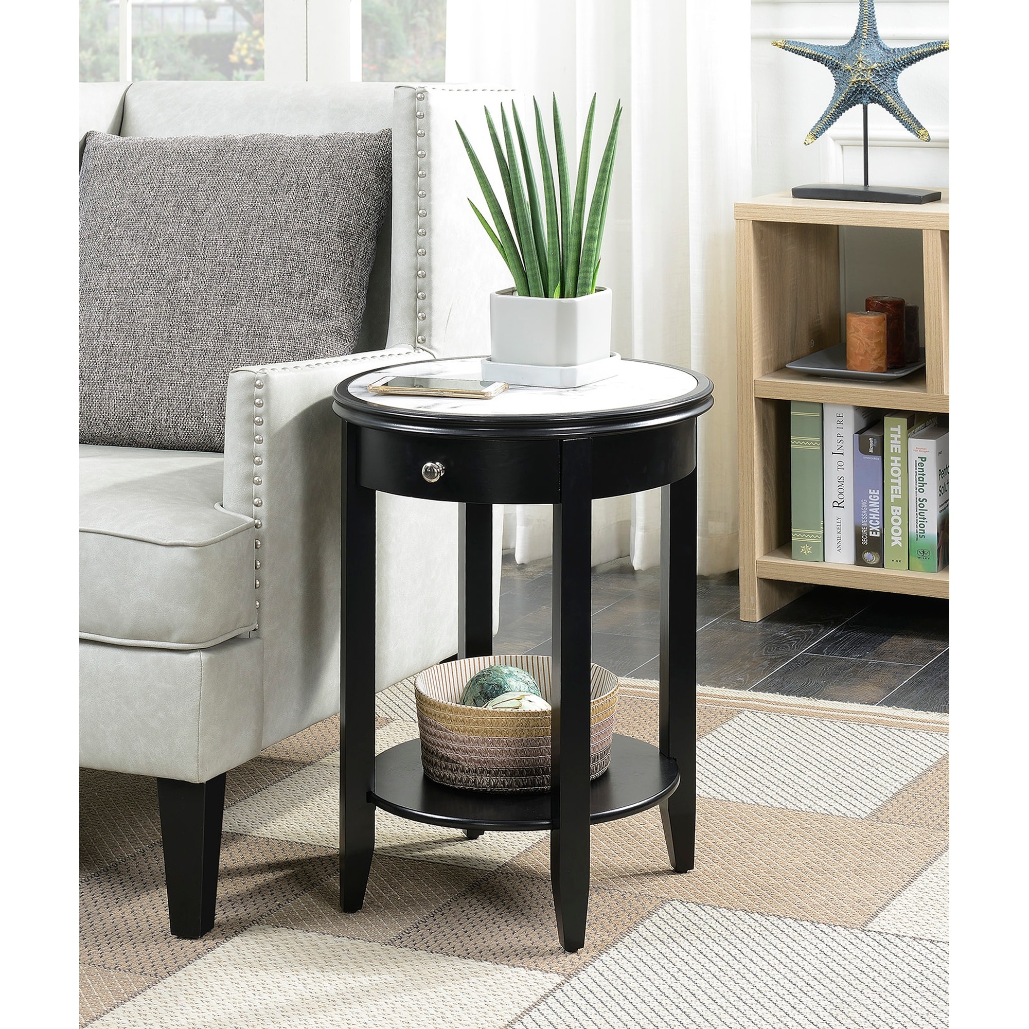 Copper Grove Aubrieta 1 Drawer End Table with Shelf Black