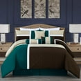 thumbnail image 2 of Chezmoi Collection 7-Piece Medallion Patchwork Comforter Set, King, Teal/Beige/Brown, 2 of 9