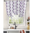 thumbnail image 3 of Purple Grey Tie Up Curtains for Kitchen Bathroom Bedroom Windows 63 Inch Length, Modern Geometric Striped Art Balloon Drape Curtains Shade Rod Pocket Drapery Curtain Panel, 46"x63", 3 of 7
