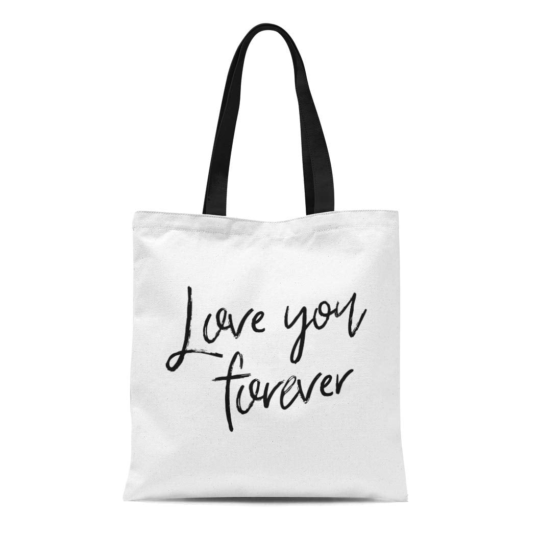 Ashleigh Canvas Tote Bag Amour Lettering Creative Phrase Romantic Text Love You Forever Reusable Shoulder Grocery Shopping Bags Handbag Walmart Com