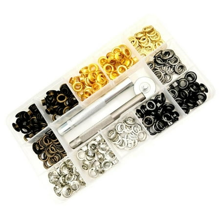 YIEMEEN 200Pcs 6mm Eyelets Grommets with Punching Tool 4 Color Metal Eyelets Grommet