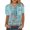Sky Blue, variant on Women's Gradient Floral Print Short Sleeve Blouse - Casual Loose Top, Artistic for Gallery Visits & Daily