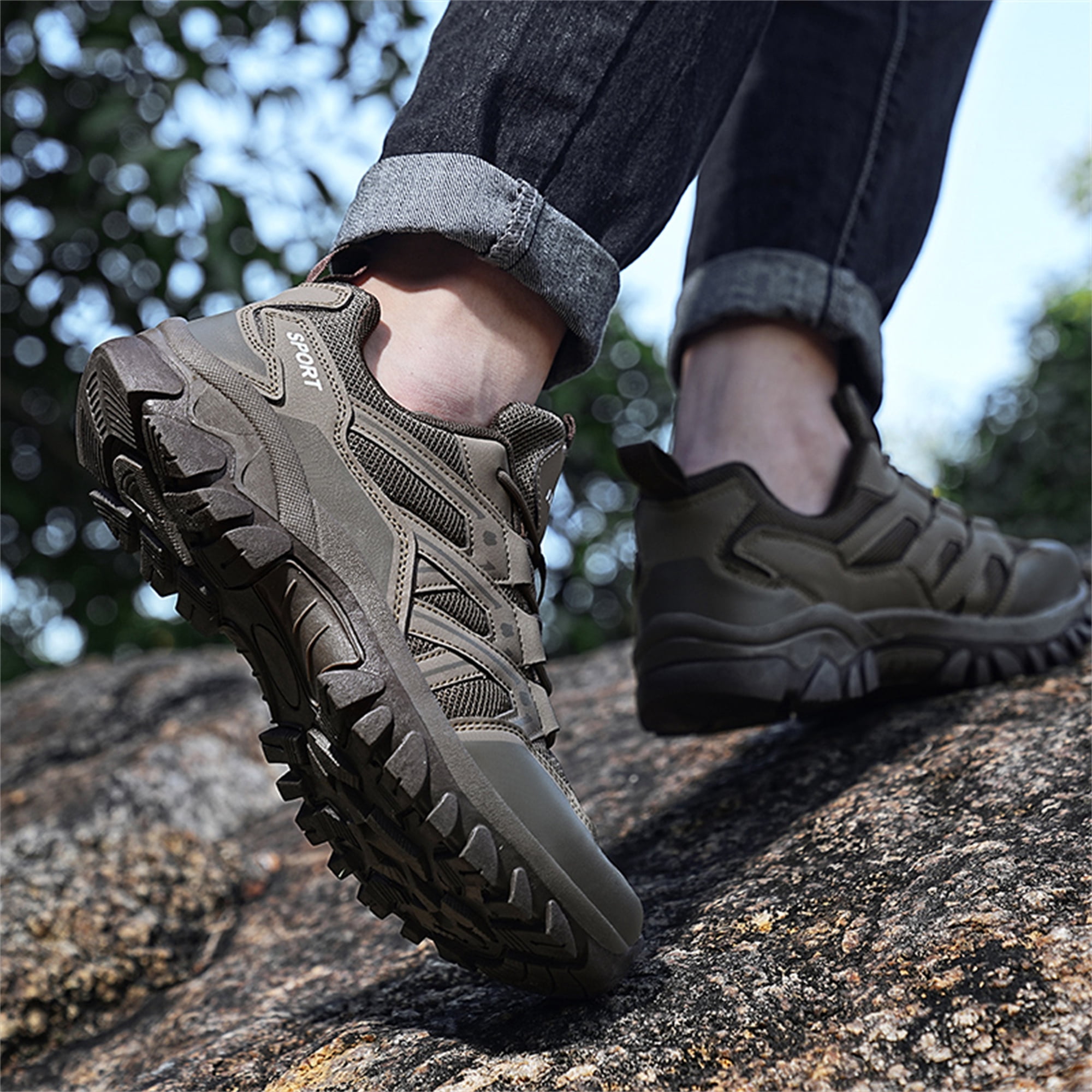 LASUDRAA Unisex Non-Slip Breathable Hiking Shoes for Men Women, Outdoor Trekking Trail Sneakers for Camping Walking