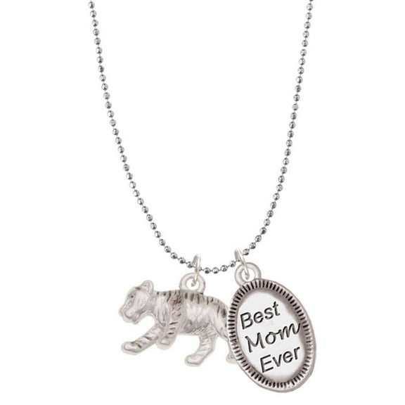 Delight Jewelry Silvertone Tiger Cub Best Mom Ever Charm Necklace