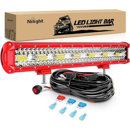 Nilight LED Light Bar 20Inch Triple Row Spot Flood Combo Lights with Wiring Harness Kit for Fog Light Driving Light Work Light on Off-Road Truck SUV ATV UTV  2 Years Warranty